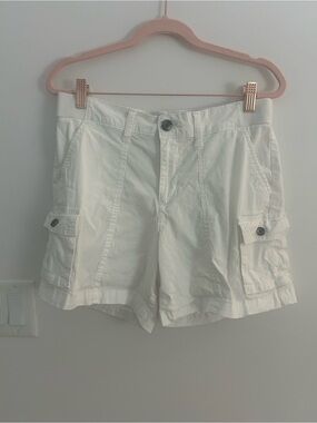 Lee Women’s White Cargo Shorts Size 8 Cotton Stretch Utility Casual